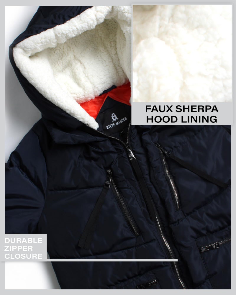 Steve Madden Women's Long Down Puffer Jacket, Indigo Heather, M - Image 4